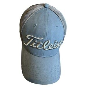 Titleist Foot Joy FJ Pro V1 Tour Golf Mesh M/L Fitted Hat Cap Blue Embroidered